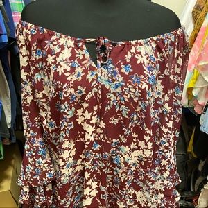 As U Wish Burgundy Wine Flowered Dress